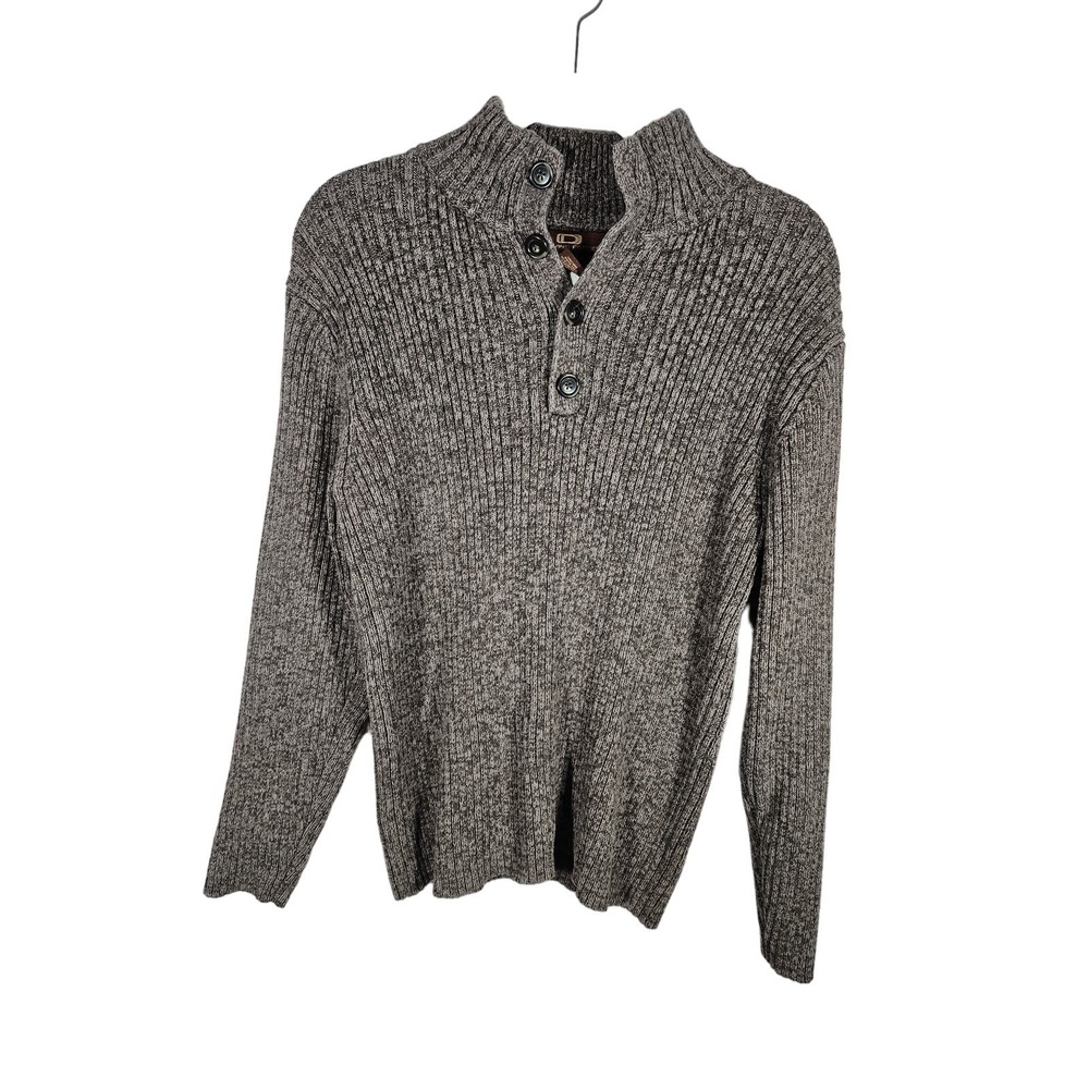 Driving Force Men’s Ribbed‎ Pullover Sweater 1/3 Button Mocha Brown Size Medium